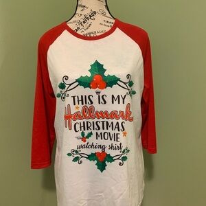 Hallmark Red and White Holiday Movie Shirt